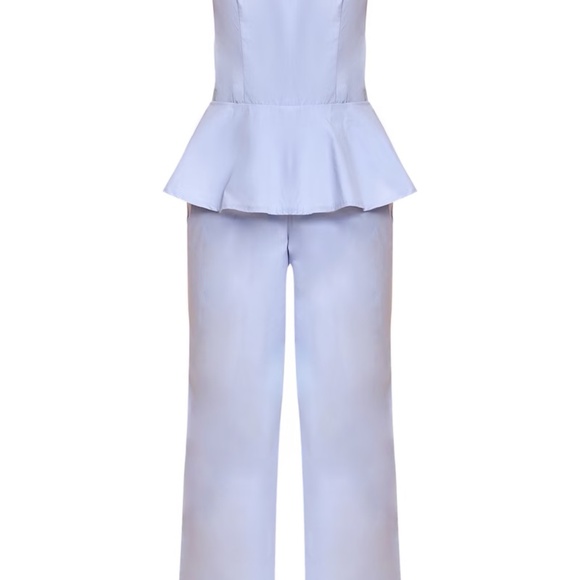 BABY BLUE WOVEN PEPLUM HEM JUMPSUIT - Picture 4 of 4